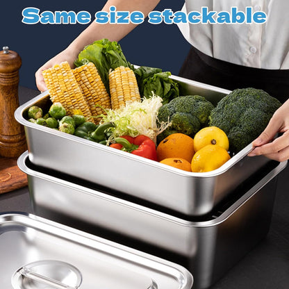 Skiennix 4-Inch Extra Deep Lasagna Baking Pan - 304 Stainless Steel with Lid, 8.5x12.4 Inch, Silver