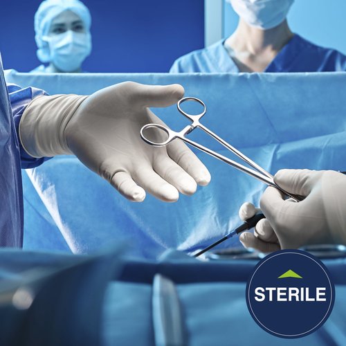HALYARD Micro Surgical Gloves Sterile Neoprene Individually Wrapped Pairs Powder Free Medical Disposable Gloves, 5.9 mil, Size 7.0 Medium, Cream, SGL85070 (Box of 50 Pairs - 100 Total)