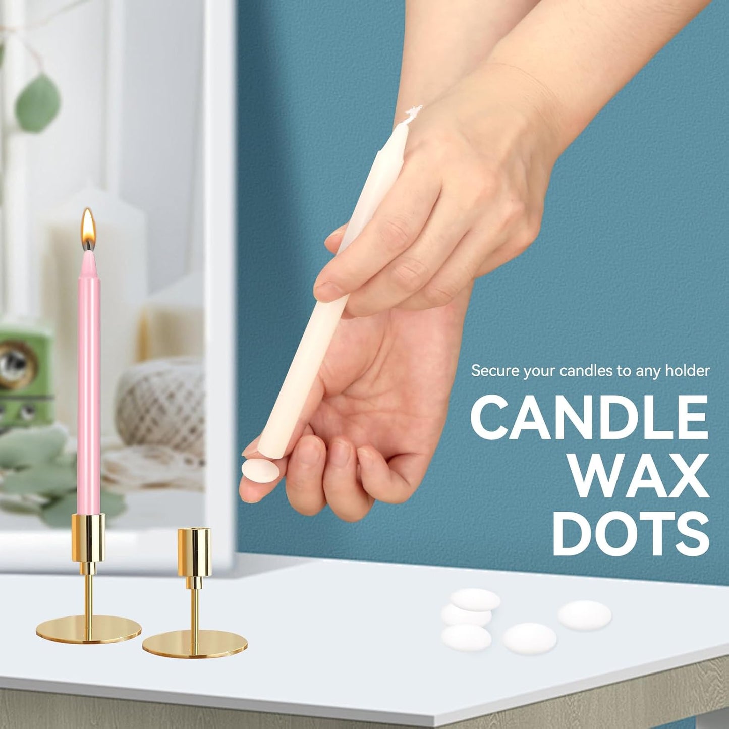 Skiennix White Adhesive Small Candles - 24 Wax Sticky Dots for Easy Candle Accessories
