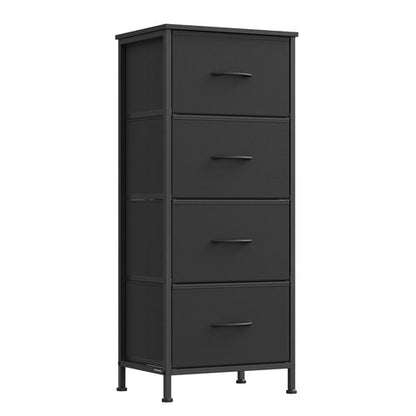 SONGMICS Dresser for Bedroom, Chest of Drawers, Steel, MDF, 4 Non-Woven Fabric Drawers, Storage Organizer Unit, Closet, Entryway, Ink Black and Ebony Black ULGS314B01S