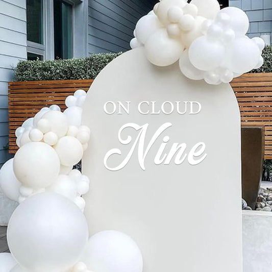 On Cloud Nine Baby Shower Decal Sign - Stylish Wall & Mirror Decor in White