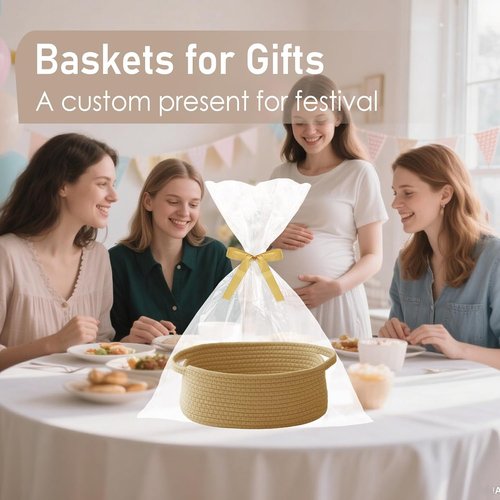 JMvicyroam Woven Basket - Small Rope Storage Bin with Handles for Organizing Shelves & Closets