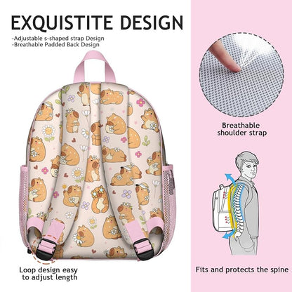 Variation Daisy Capybara Toddler Backpack for Girls Kids - Cute Preschool School Bag