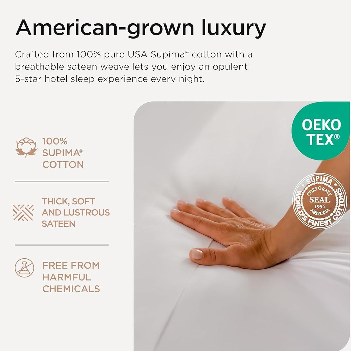Threadmill 100% American Certified Supima Cotton King Size Sheets - 1200 Thread Count, Ultra Luxury 4-Pc Set, Deep Pocket - White