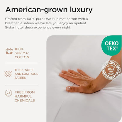 Threadmill 100% American Certified Supima Cotton King Size Sheets - 1200 Thread Count, Ultra Luxury 4-Pc Set, Deep Pocket - White