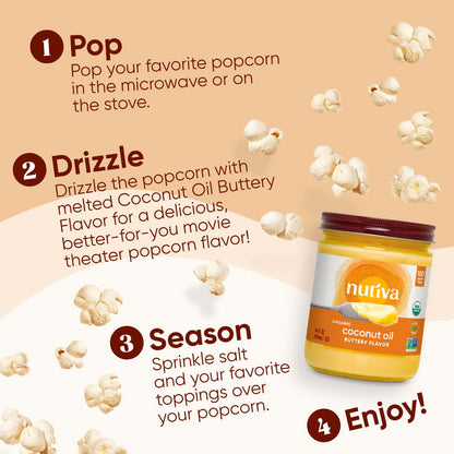 Nutiva Organic Coconut Oil - Non-Dairy Butter Flavor, 14 Ounce | USDA Organic, Vegan & Gluten-Free
