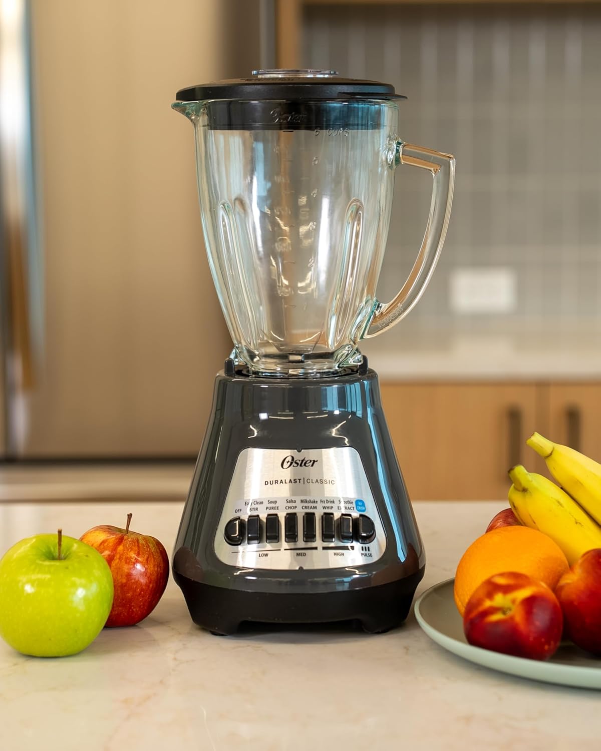 Oster® Classic Series Blender - 8-Speed with 6-Cup Glass Jar in Gray for Smooth Blending