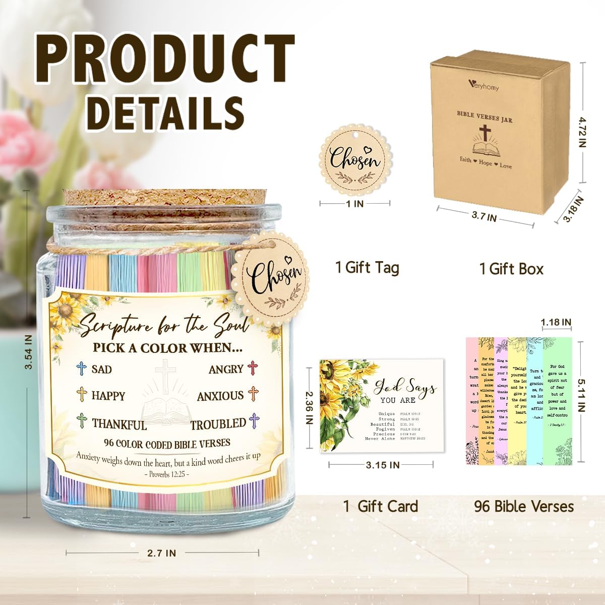 Regine Switzerland Inspirational Bible Verse Jar - Meaningful Religious Gift for Mom | Prayer Jar with Scriptures