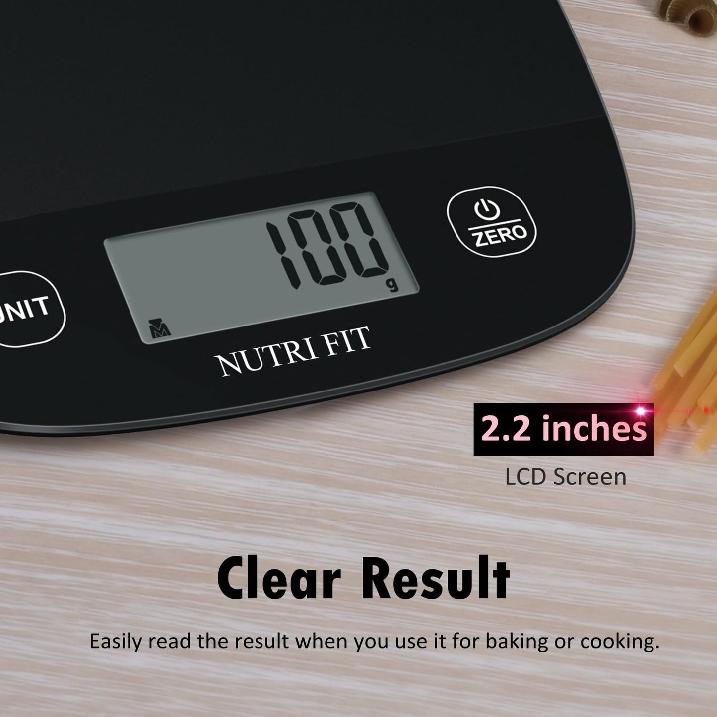 NUTRI FIT Digital Kitchen Food Scale - Accurate Weight Measurement for Baking & Meal Prep | Ultra Slim Black