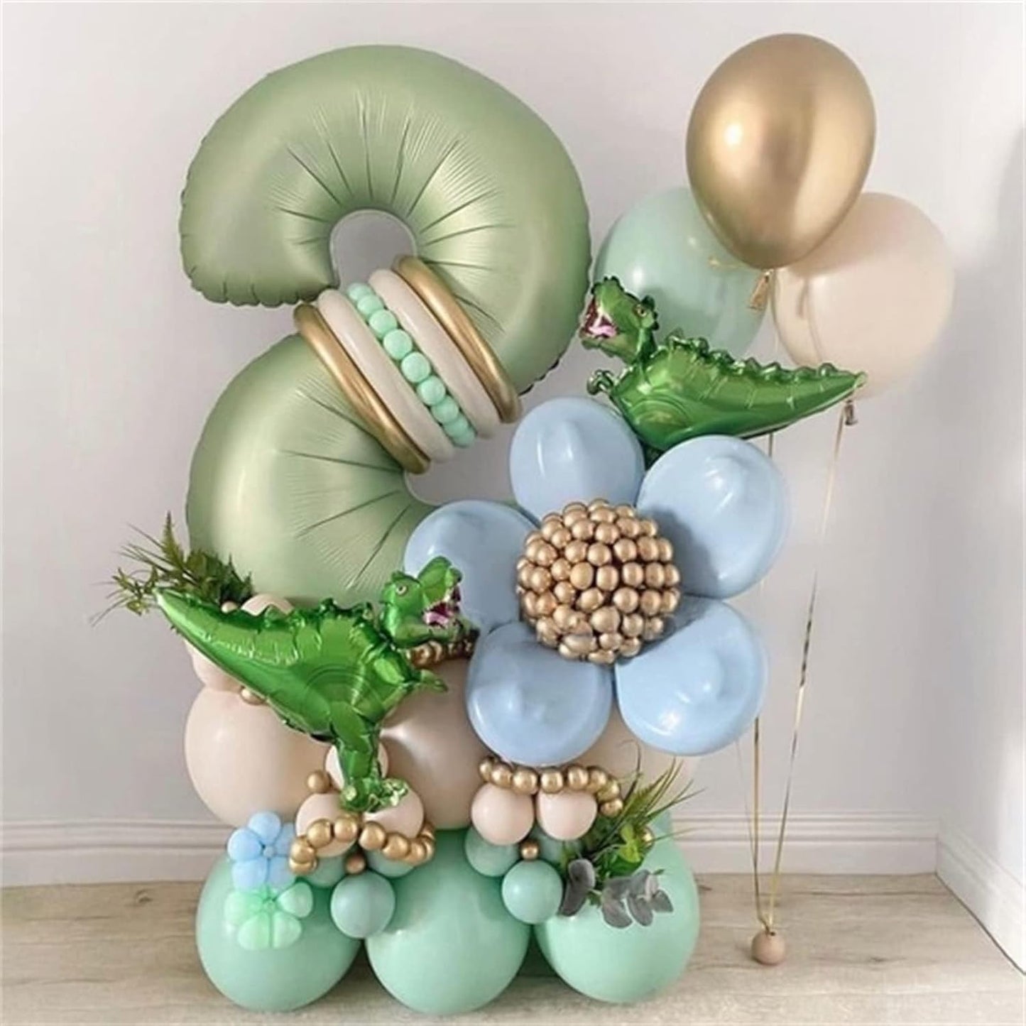 Sage Green 40-Inch Giant Helium Foil Balloons | Self-Inflating Number 0-9 for Birthday & Party Decor