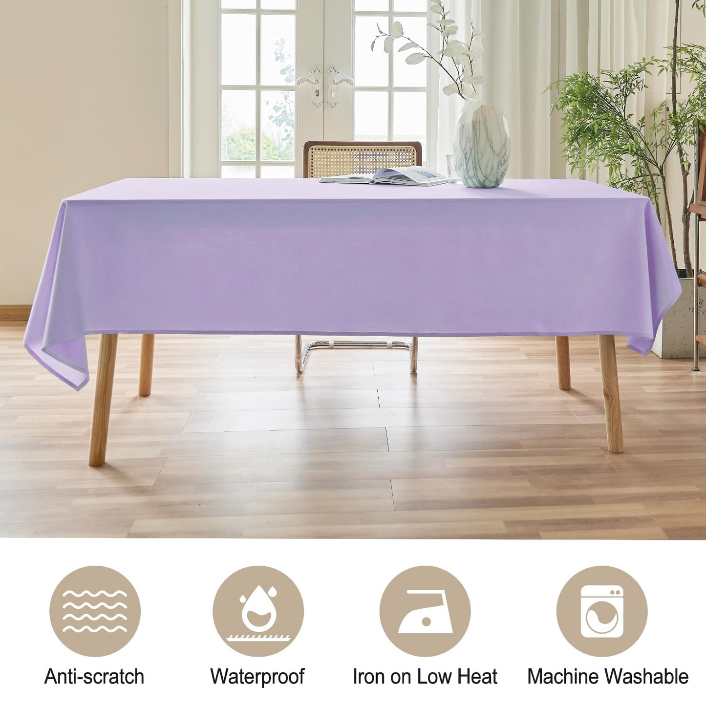 AUSSPVOCT Textured Linen Tablecloth Rectangle 52x70 Water Resistant Spill-Proof Wipeable PurpleTable Cloth Wrinkle Free Fabric Dining Table Cover for Birthday Party Farmhouse Wedding Tablecloths