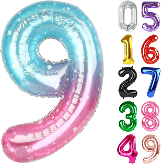 Starry Sky 40-Inch Number 9 Foil Balloon - Giant 9th Birthday Party Decoration for Kids