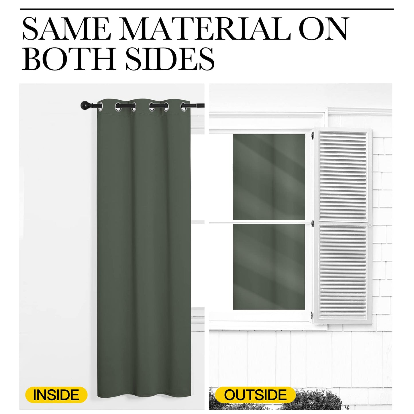 NICETOWN Thermal Insulated Curtains Blackout Draperies, Window Treatment Solid Grommet Room Darkening Drape Panels for Bedroom (Dark Mallard, Set of 2, 55 by 68 inches Long)