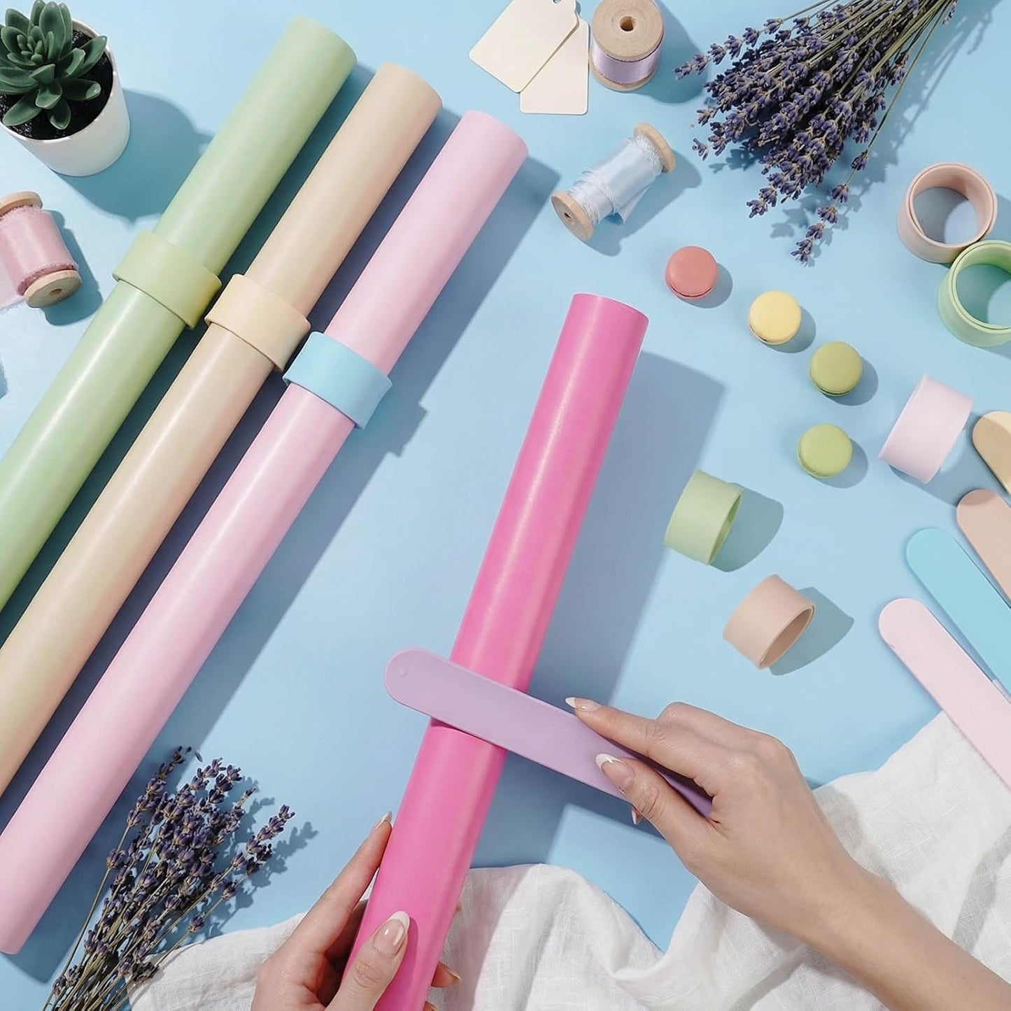 Skiennix Wrapping Paper Roll Holder - 12 Silicone Covered Clips for Easy Storage | 1 x 8.5 in, Multi-Color