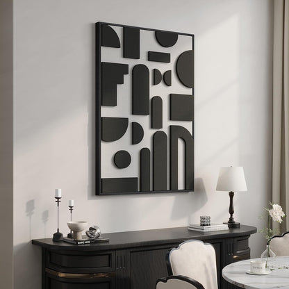Skiennix 3D Black and White Abstract Wall Art - Modern Geometric Design for Home Decor | 24x36 In