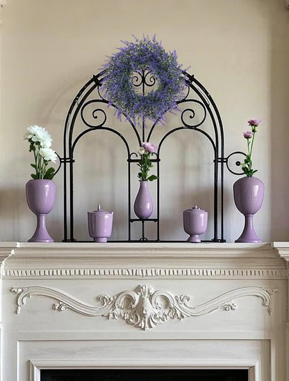 BLOSMON Lavender Centerpieces Wreaths - 2pcs 13 Inch Purple Artificial Flower Candle Rings for Wedding Decor
