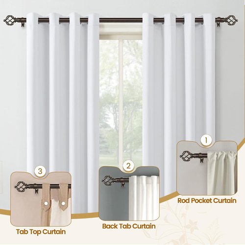 KAMANINA Adjustable Bronze Curtain Rod | 32 to 58 Inch | Stylish Twisted Cage Finial Design