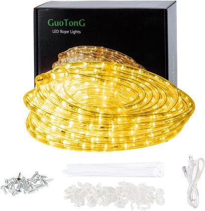 Skiennix 50ft LED Rope Lights - 540 Warm White LEDs, Waterproof, Indoor/Outdoor Use | Perfect for Backyards