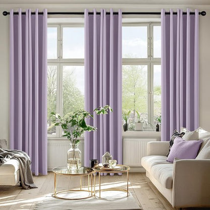 MIULEE Lilac Blackout Curtains for Bedroom Living Room 72 Inches Long 2 Panels, Thermal Insulated Room Darkening Drapes Solid Grommet Noise Reduction Light Blocking Window Treatments 40x72 Inch