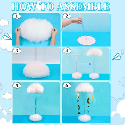 Skiennix 3D Fluffy Cloud LED Light Kit - Hanging & Table Centerpiece Decor for Baby Showers & Parties