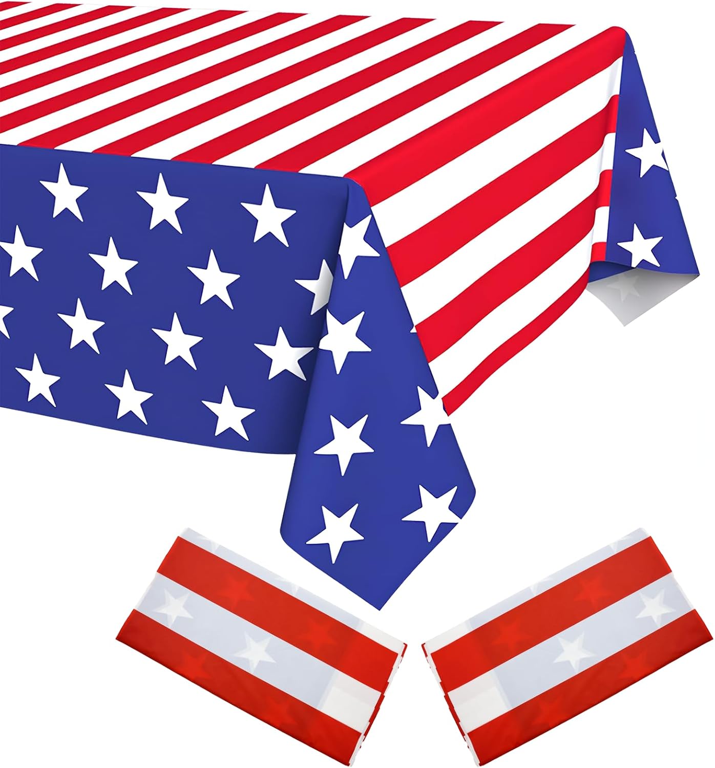 Regine Switzerland Patriotic Tablecloths - Disposable American Striped & Star Design | 54"x108" for 4th of July Celebrations