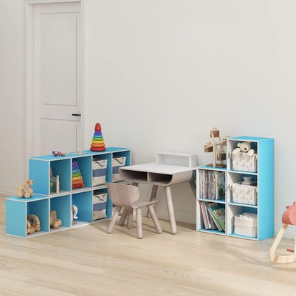 Furinno PASIR 5-Tier Modern Bookshelf - Easy Assembly Open Shelves Bookcase | Light Blue/White
