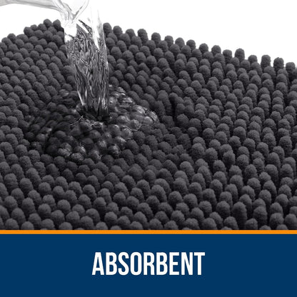 OLANLY Bathroom Runner Rugs - Soft Absorbent Chenille Bath Mat | Quick-Dry Rubber Backing, 47x24, Dark Grey