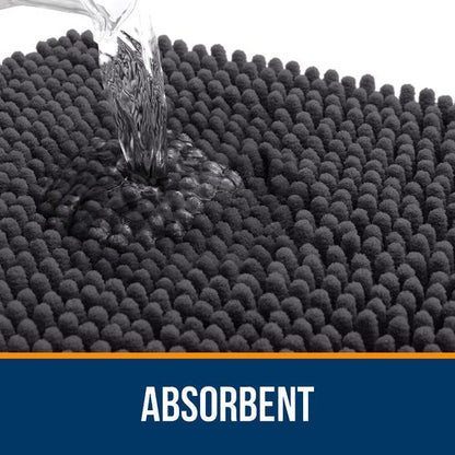 OLANLY Bathroom Rugs 34x21, Extra Soft Absorbent Chenille Bath Rugs, Rubber Backing Quick Dry, Machine Washable Bath Mats for Bathroom Floor, Tub and Shower, Home Decor Accessories, Dark Grey