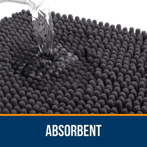 OLANLY Bathroom Rugs 50x30, Extra Soft Absorbent Chenille Bath Rugs, Rubber Backing Quick Dry, Machine Washable Bath Mats for Bathroom Floor, Tub and Shower, Home Decor Accessories, Dark Grey