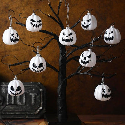 Liliful 12 Pcs Pumpkin Halloween Christmas Ornaments - 1.97'' (5 cm) Black & White