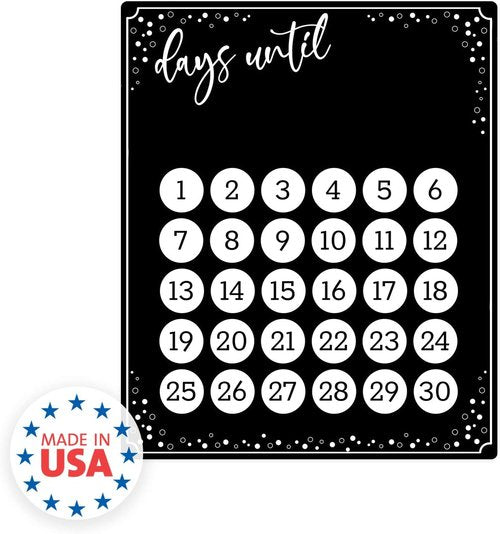 Event Countdown Board - 10" x 12" Black Dry Erase Calendar | Days Until Photo Prop Made in the USA