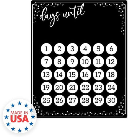 Event Countdown Board - 10" x 12" Black Dry Erase Calendar | Days Until Photo Prop Made in the USA
