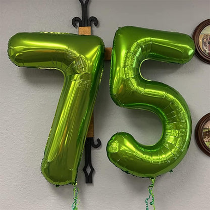 Skiennix Giant Number 7 Balloon - Self-Inflating Foil Helium Decoration for 7th Birthday Party | Green