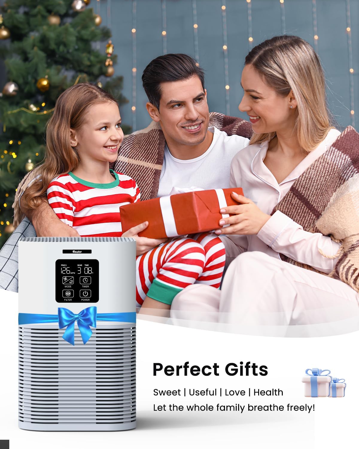 VEWIOR Air Purifier - H13 True HEPA Filter for Large Rooms Up to 1200 Sq.Ft | Quiet & Fragrance Sponge