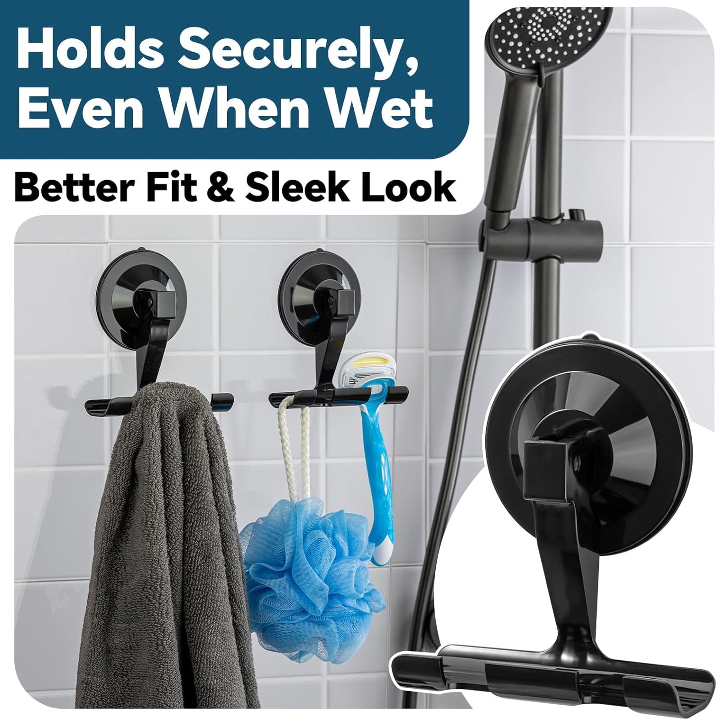 Antimbee Razor Holder - 2 Pack Suction Cup Hooks for Shower | No Damage Wall Hooks, Easy Install