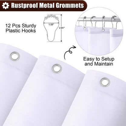 OLANLY Luxury Brown and White Ombre Shower Curtain Sets with 12 Hooks, Waterproof and Washable Decorative Shower Curtains for Bathroom, 72x72 Inches