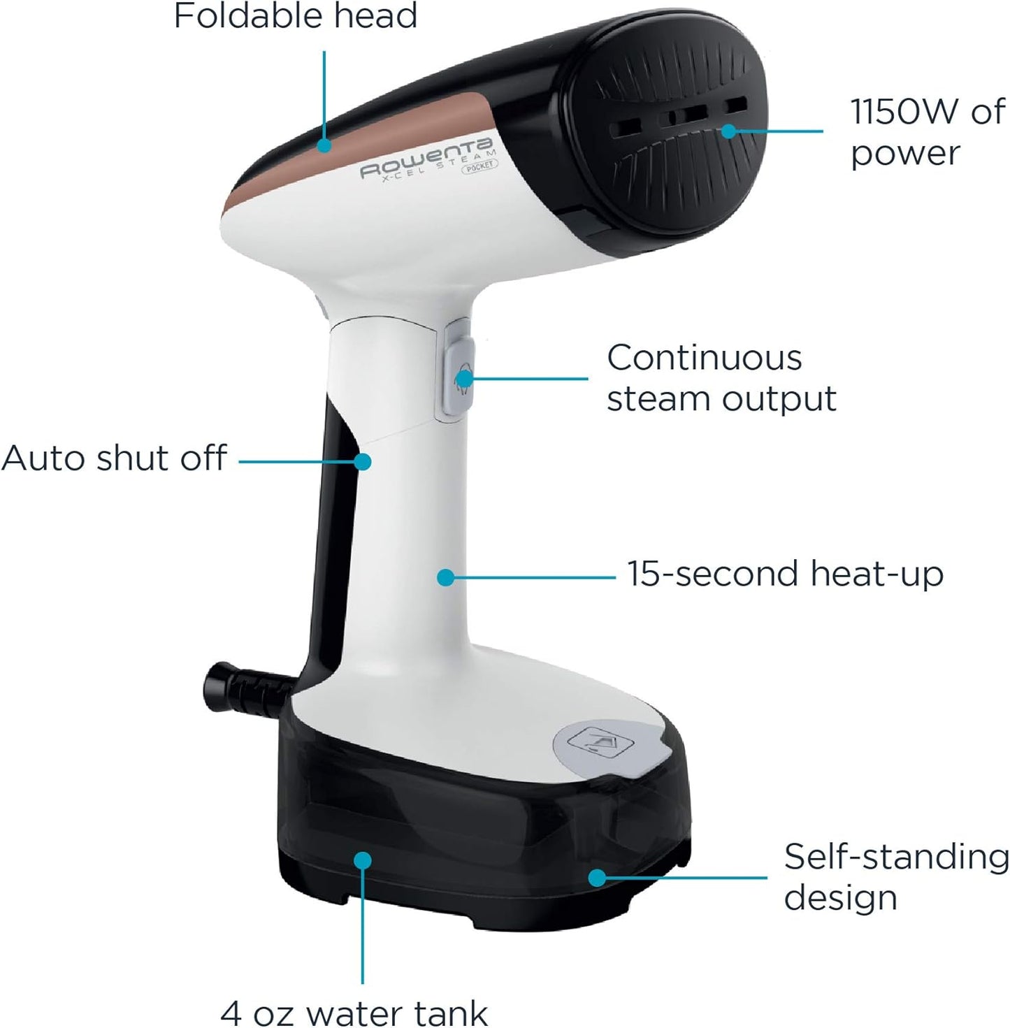 Rowenta Handheld Clothes Steamer - 15-Second Heat-Up, 4 Ounce Capacity, Portable & Travel-Friendly, White | DR3030