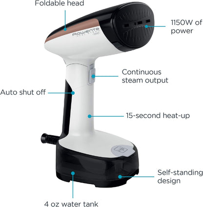 Rowenta Handheld Clothes Steamer - 15-Second Heat-Up, 4 Ounce Capacity, Portable & Travel-Friendly, White | DR3030