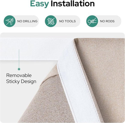 HOMEIDEAS 100% Linen Blackout Curtains - Modern Farmhouse Privacy Door Window Treatment, 26 x 68 Inch Panel, Natural