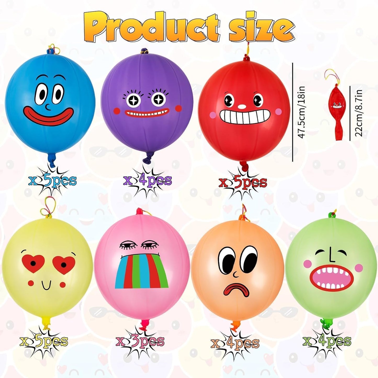 VABAMNA Punch Balloons - 30 Pack Neon Party Favors for Kids | 18 Inch Rubber Band Handle
