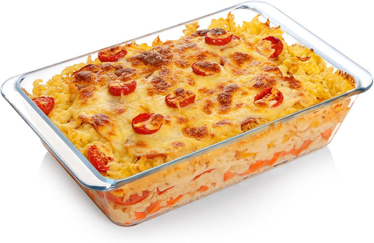 NUTRIUPS 3.7QT Rectangular Glass Baking Dish - Durable Oven Bakeware for Casseroles & More