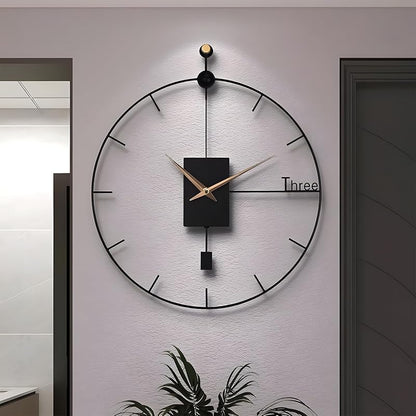 Large Wall Clock Living Room Decor 23"Modern Wall Clock with Swing Pendulum
