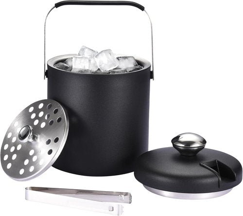 flybold Small Ice Bucket for Parties - Ice Bucket with Lid for Cocktail Bar - Double Walled Ice Container - Portable Chiller Bin Basket - Insulated Wine Buckets for Indoor or Outdoor - Ice Cube Holder