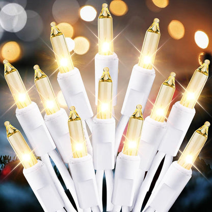 Dirnun Christmas Lights - 100 Count Clear White Incandescent Connectable Lights | UL Certified for Indoor & Outdoor Use