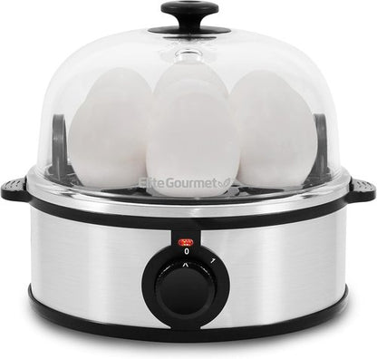Elite Gourmet EGC648 Electric Egg Poacher - Boil Up to 7 Eggs Soft, Medium, Hard | Auto Shut-Off, BPA-Free