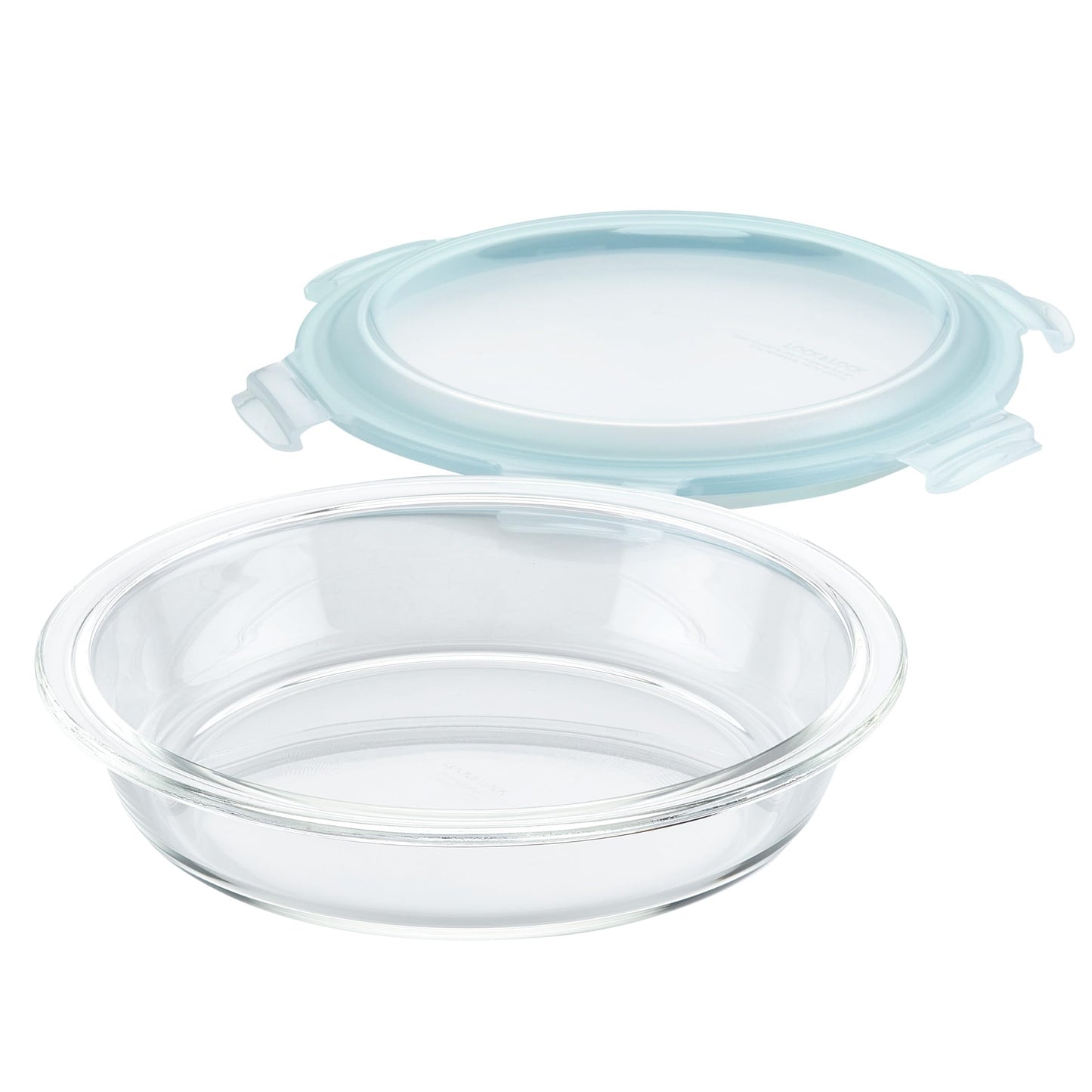 LocknLock Purely Better Glass Round Pie Baking Dish/Food Storage Container with Lid, 9.5 Inch, Clear