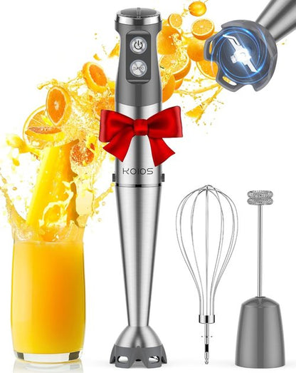 KOIOS Immersion Blender - 1000W 3-in-1 Hand Blender with 12-Speed Stainless Steel Blade | Non-BPA, Turbo Mode