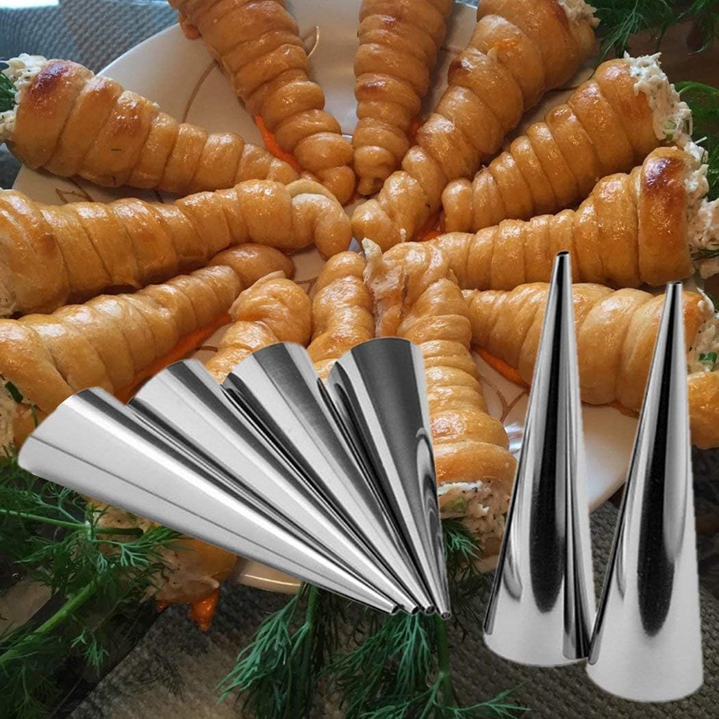 Skiennix Large Cream Horn Molds - 20-Pack Stainless Steel Ice Cream Mold Tubes