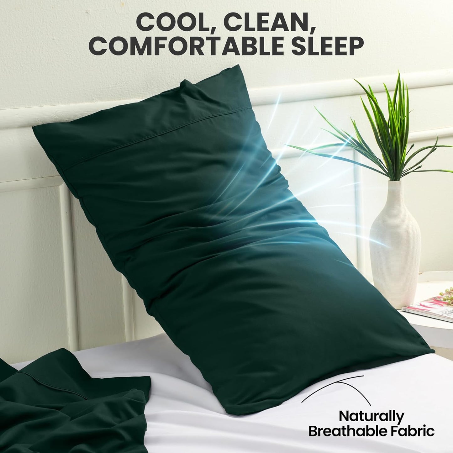 Utopia Bedding Queen Pillow Cases - Soft Brushed Microfiber - 2 Pack, Fade Resistant | 20 X 30 Inches, Emerald