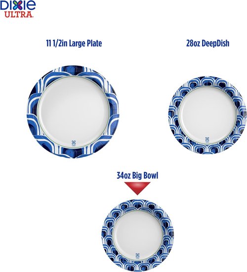 Dixie Ultra Extra Large Paper Bowls - 34 oz, Compostable & Microwave Safe | Ideal for Heavy Meals & Soups